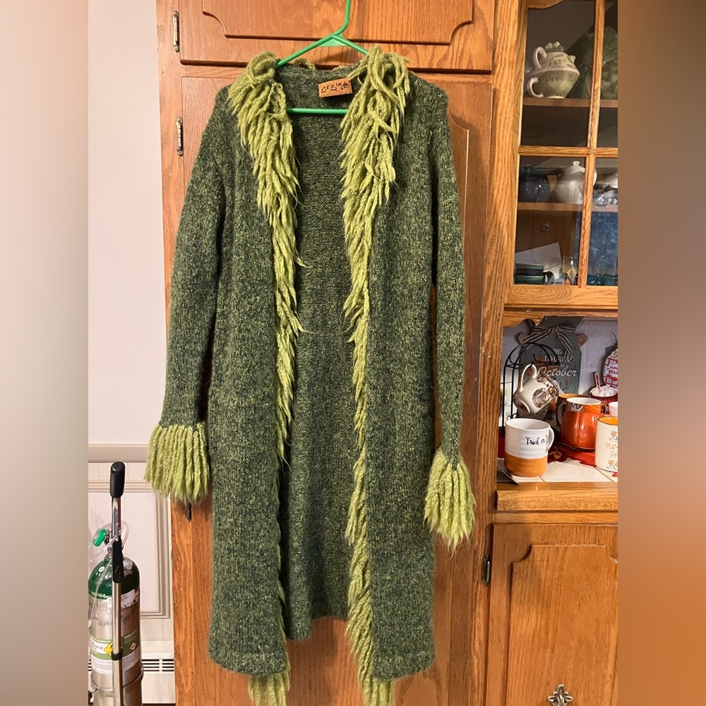 Green Long Cardigan Sweater